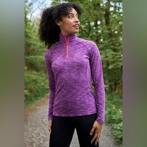 Tangerine - Heather Purple Long Sleeve Top with Reflective Stitching